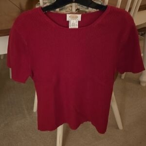 Short sleeve ribbed sweater